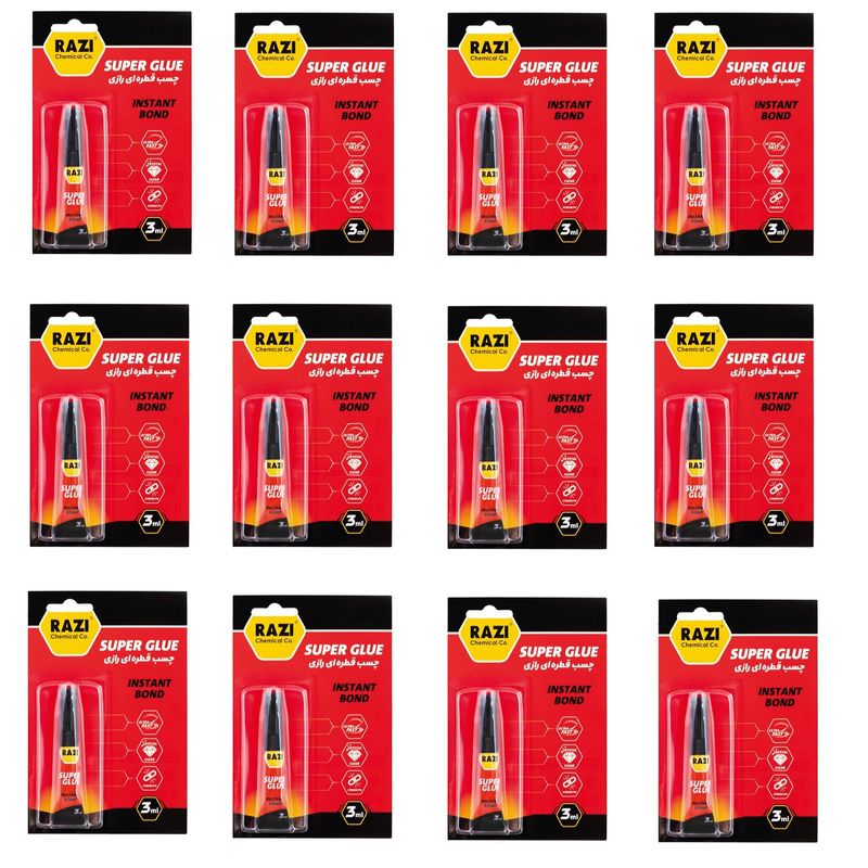 چسب قطره ای رازی مدل 3ml حجم 3 میلی لیتر بسته 12 عددی
